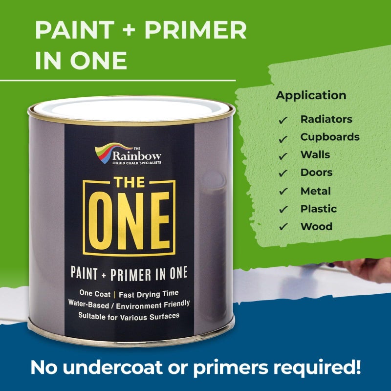 THE ONE All-In-One Paint & Primer - Blue Satin, 33.8 Fl Oz/1 Liter | 1 Coat Formula | Easy Indoor & Outdoor Decorating for Home & Garden Walls, Floors & Furniture | Water-Based & Low VOC - Image 2